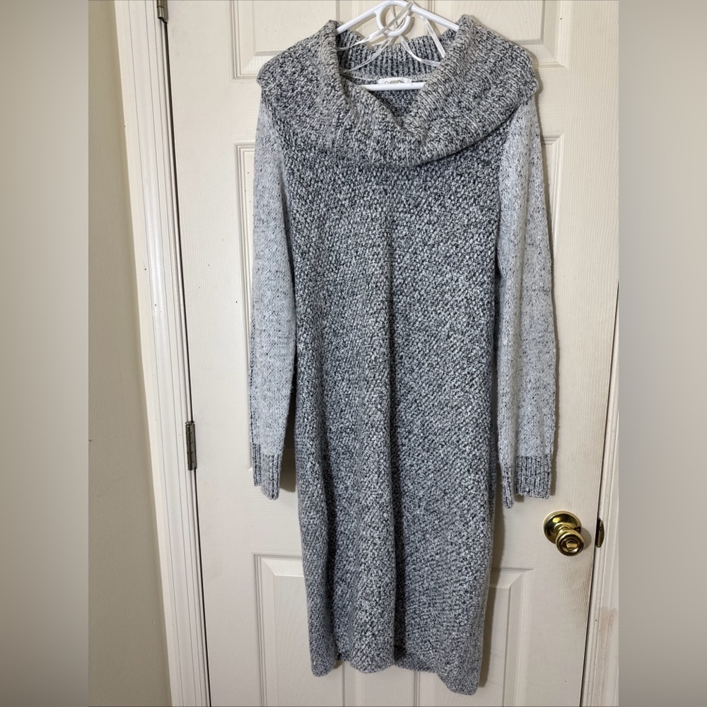 CALVIN KLEIN Sweater Dress Size Large Gray Long Sweater Dress Machine Washable